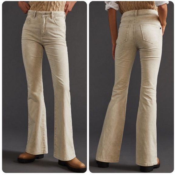 NWT Anthropologie DL1961 Rachel Flare Corduroy Pants Cords in Cream Size 29 - Picture 2 of 10